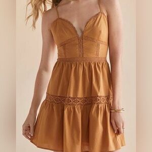 Francesca's Collections Brown Mini Sundress Spaghetti Strap Sweetheart NWT
